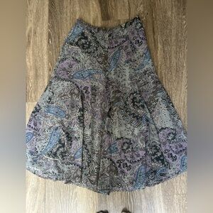 Coldwater Creek A-Line Skirt - Purple and Black Paisley